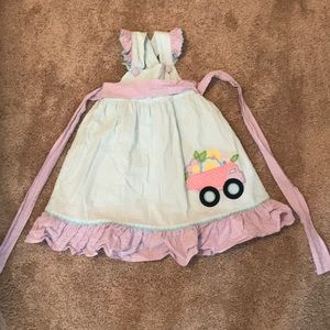 Stellybelly seersucker flower appliqué dress, 3T
